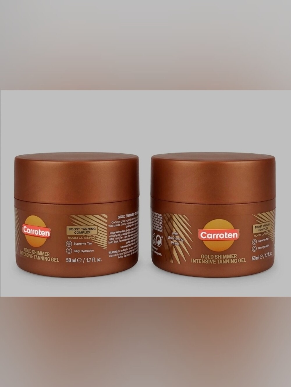 Carroten Gold Shimmer Intensive Tanning Gel 2 Pack 50ml 1.7oz New